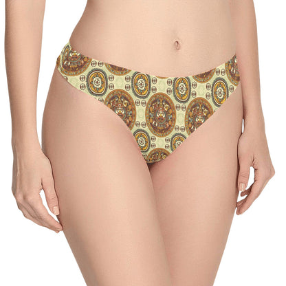 Calendar Aztec Themed Print Pattern Women's Thongs