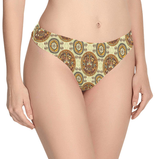 Calendar Aztec Themed Print Pattern Women's Thongs