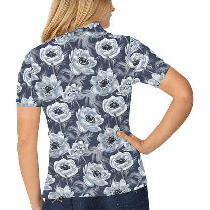 Anemone Pattern Print Design AM09 Women's Polo Shirt