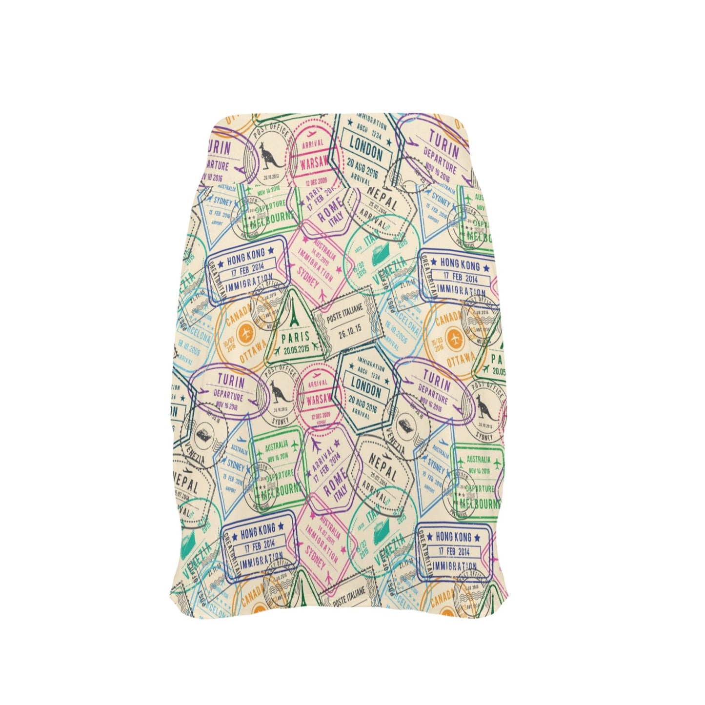 Travel Stamp Print Design LKS303 17" Golf & Pickleball Skort with Pockets
