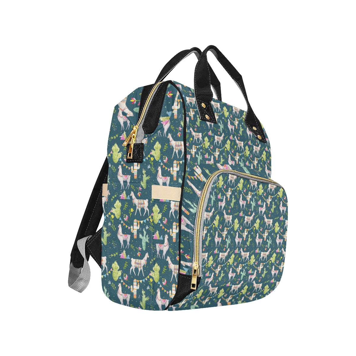 Llama with Cactus Design Print Diaper Bag Backpack