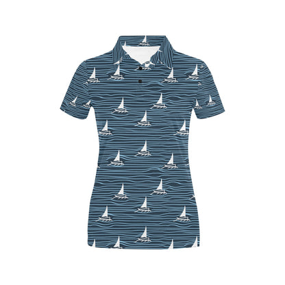 Sailboat Print Design LKS303 Women's Polo Shirt