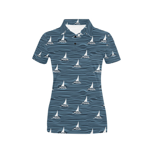 Sailboat Print Design LKS303 Women's Polo Shirt