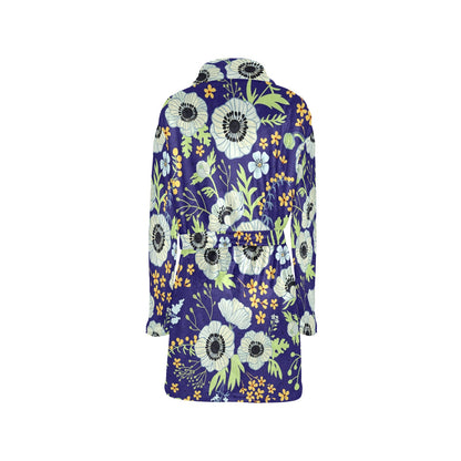 Anemone Pattern Print Design AM06 Women's Fleece Robe