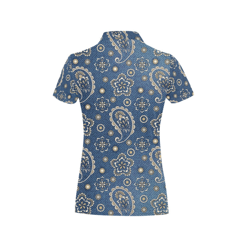 Jean Paisley Pattern Print Design 01 Women's Polo Shirt