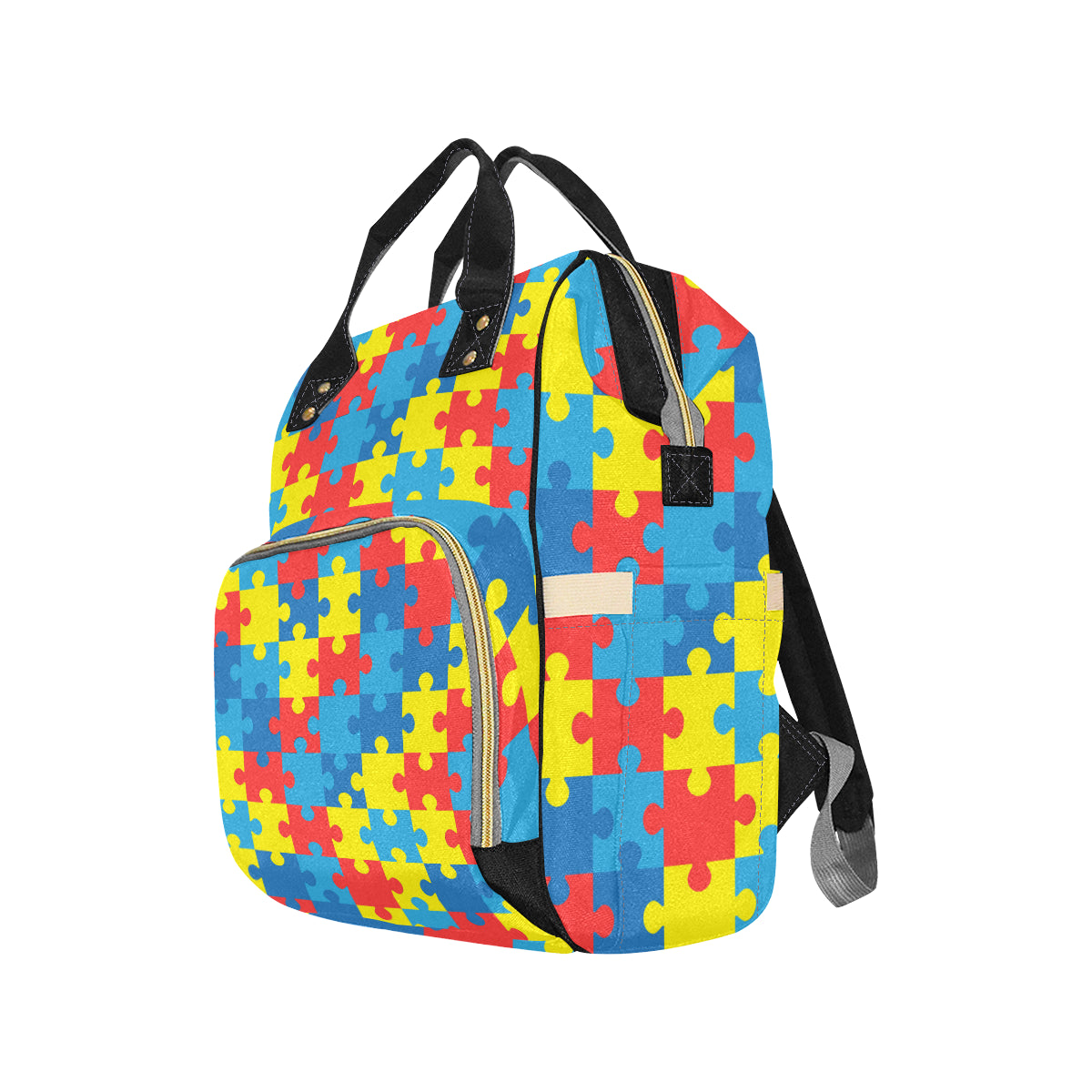 Autism Awareness Puzzles Design Print Diaper Bag Backpack