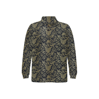 Brocade Pattern Print Design 04 Long Sleeve Polo Shirt For Men's