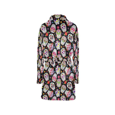 Sugar Skull Print Design LKS302 Women's Fleece Robe