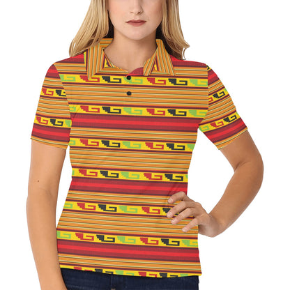 Mexican Blanket Ornament Print Pattern Women's Polo Shirt
