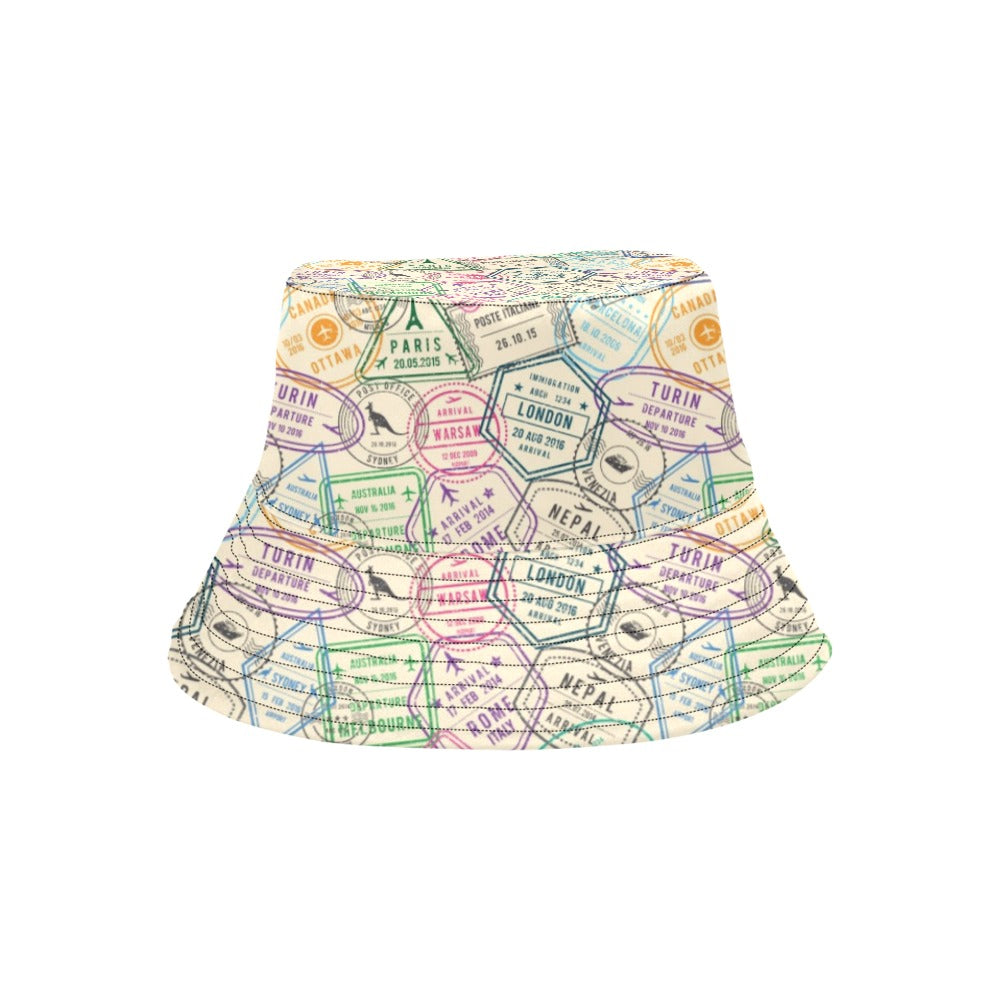 Travel Stamp Print Design LKS303 Unisex Bucket Hat