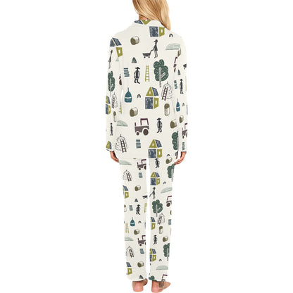 Agricultural Farm Print Design 01 Women's Long Pajama Set