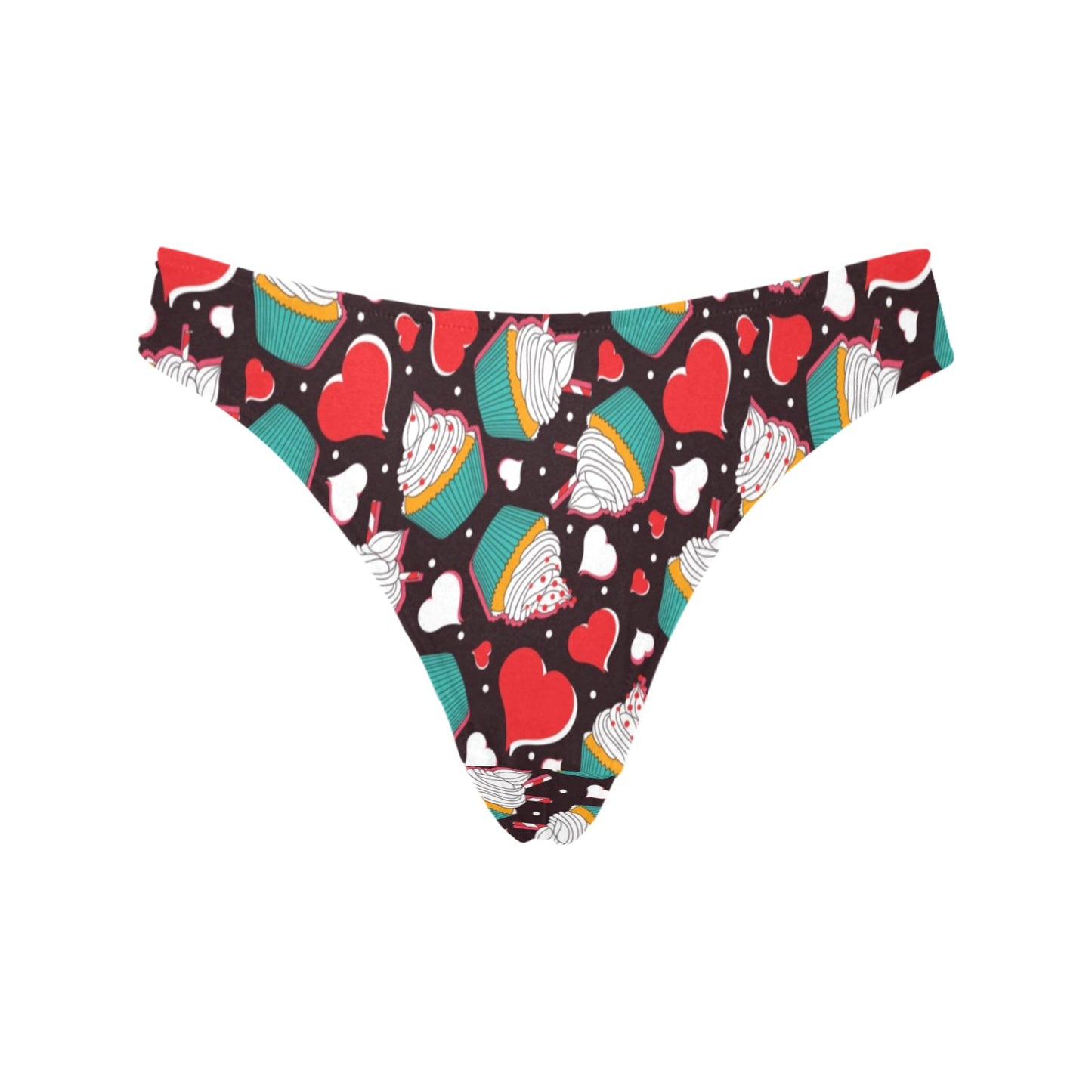Cupcakes Heart Print Pattern Women's Thongs