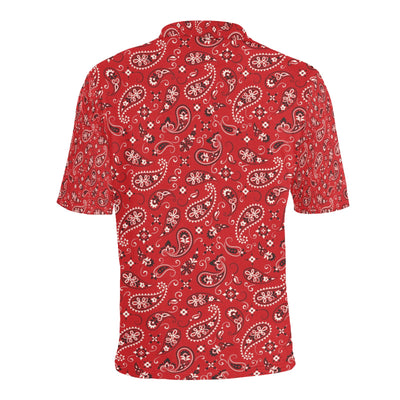 Bandana Paisley Red Print Design LKS3011 Men Polo Shirt