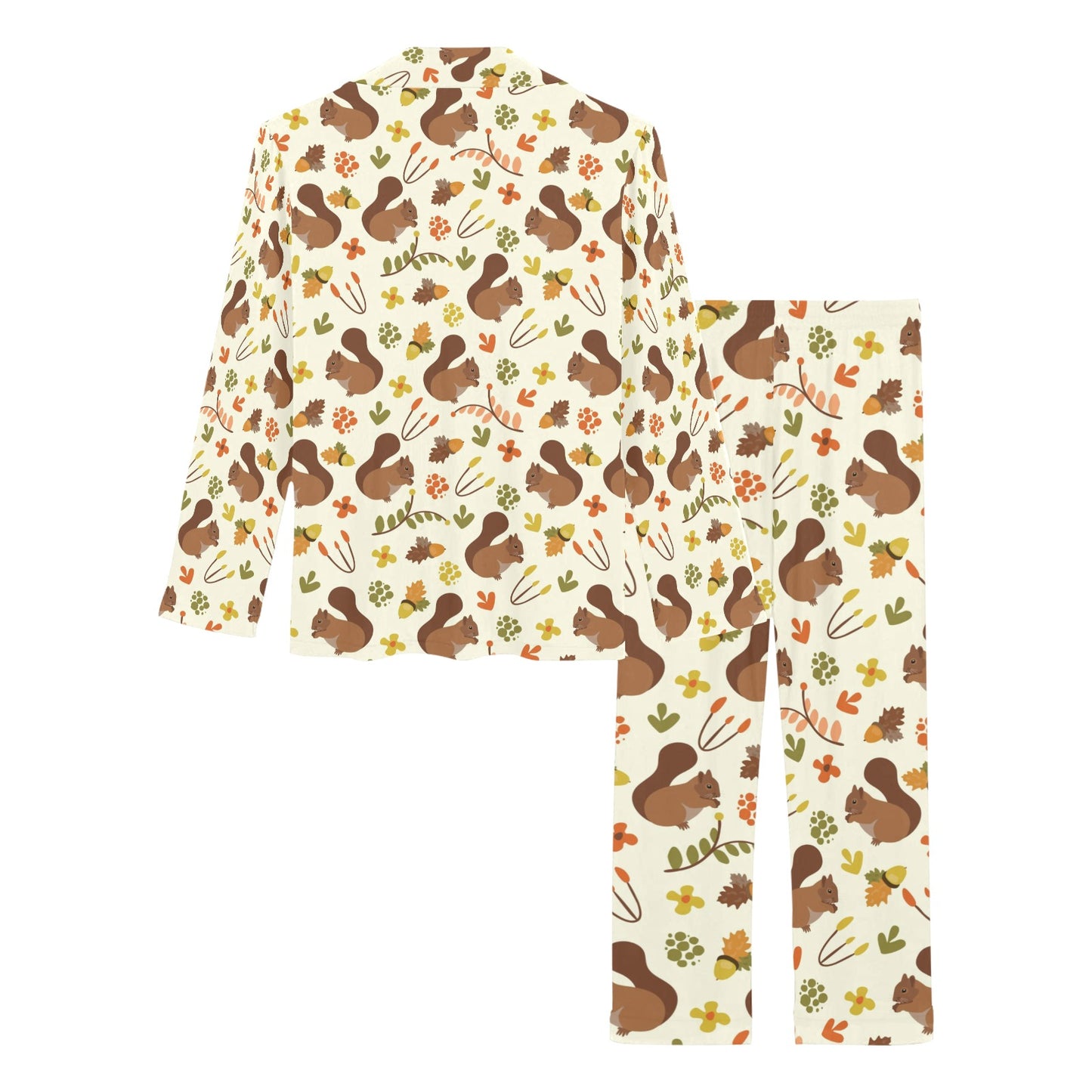 Squirrel Print Design LKS3010 Women's Long Pajama Set