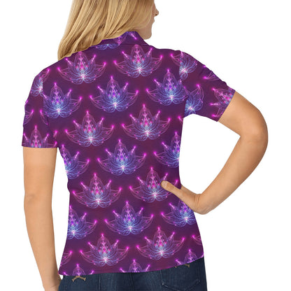lotus Pattern Print Design LO01 Women's Polo Shirt