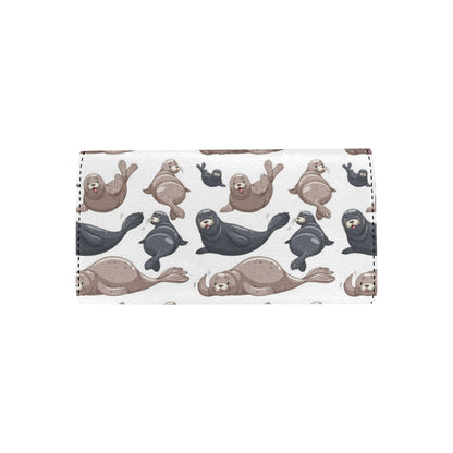 Sea Lion Pattern Print Design 02 Women's Trifold Wallet