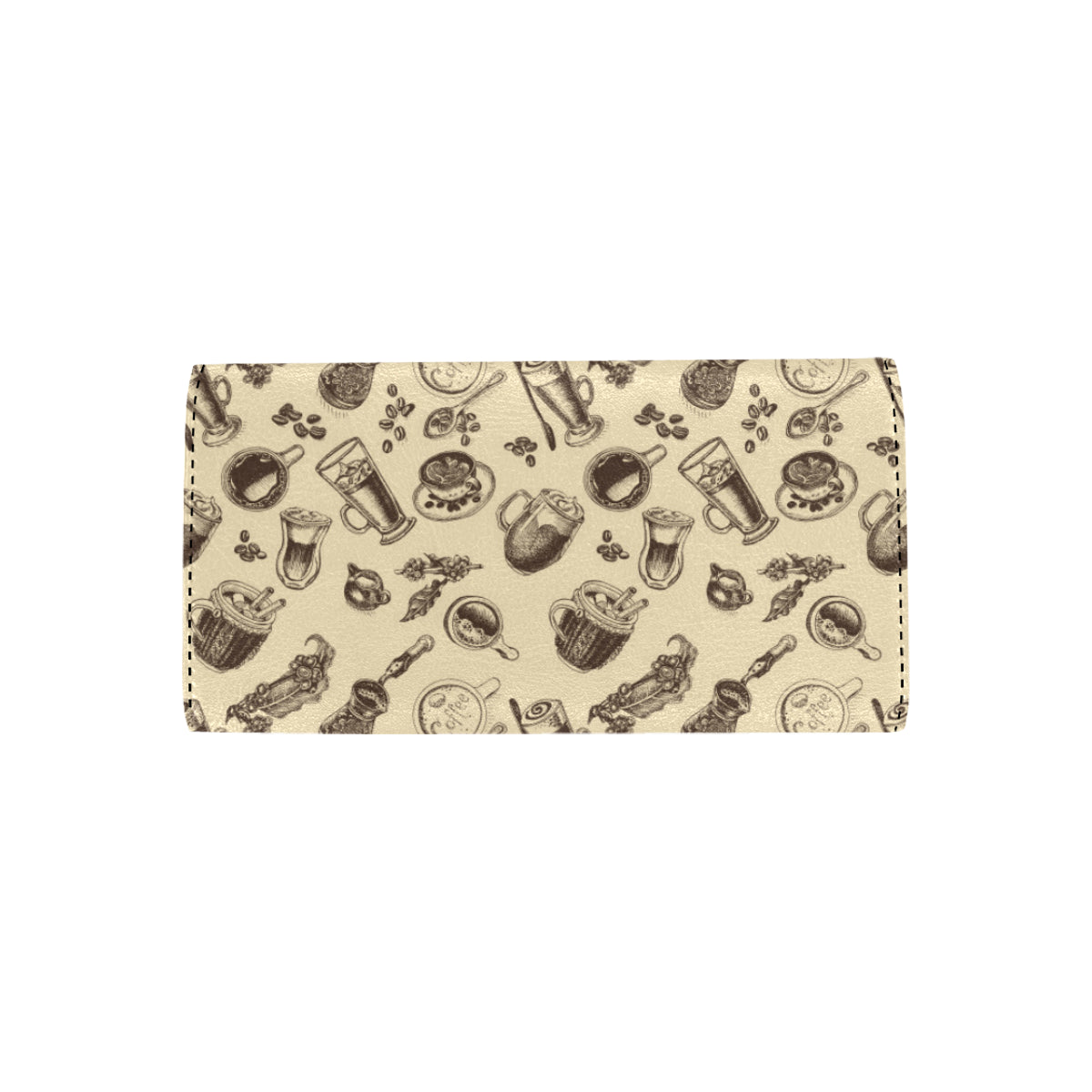 Coffee Pattern Print Design 05 Women's Trifold Wallet