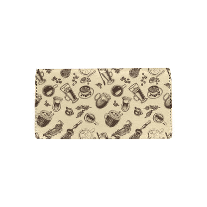 Coffee Pattern Print Design 05 Women's Trifold Wallet
