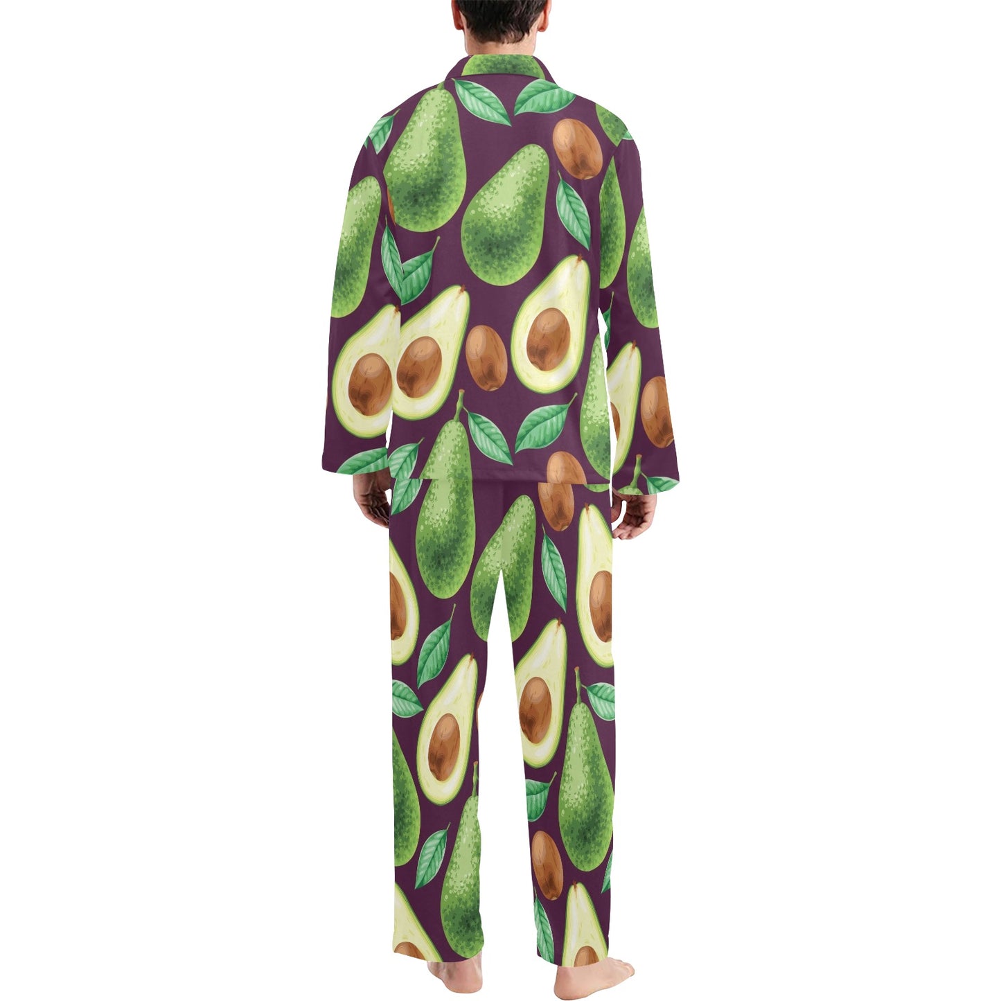 Avocado Pattern Print Design AC08 Men's Long Pajama Set