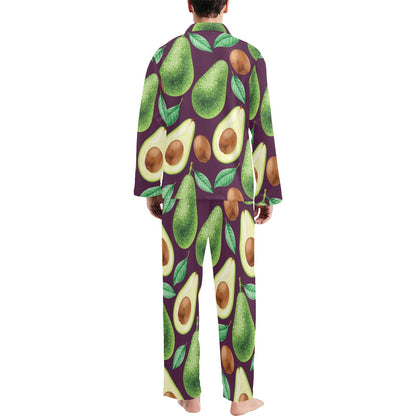 Avocado Pattern Print Design AC08 Men's Long Pajama Set