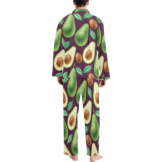 Avocado Pattern Print Design AC08 Men's Long Pajama Set