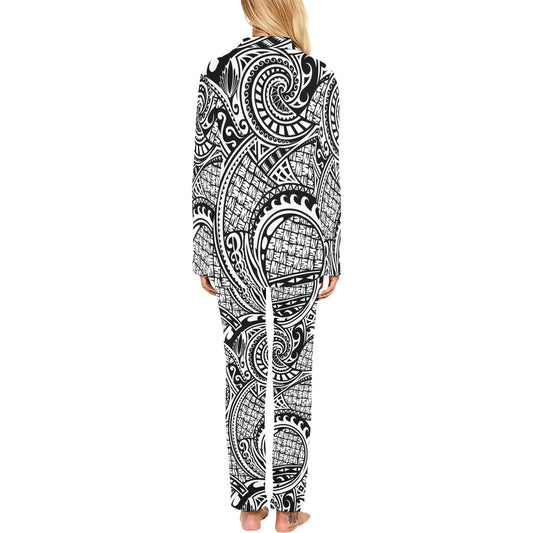 Polynesian Tribal Pattern Women's Long Pajama Set
