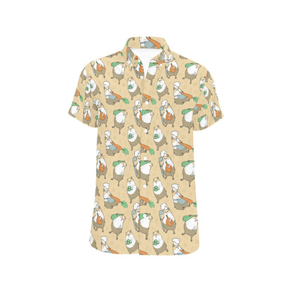 Guinea Pig Print Design LKS401 Men Short Sleeve Button Up Shirt