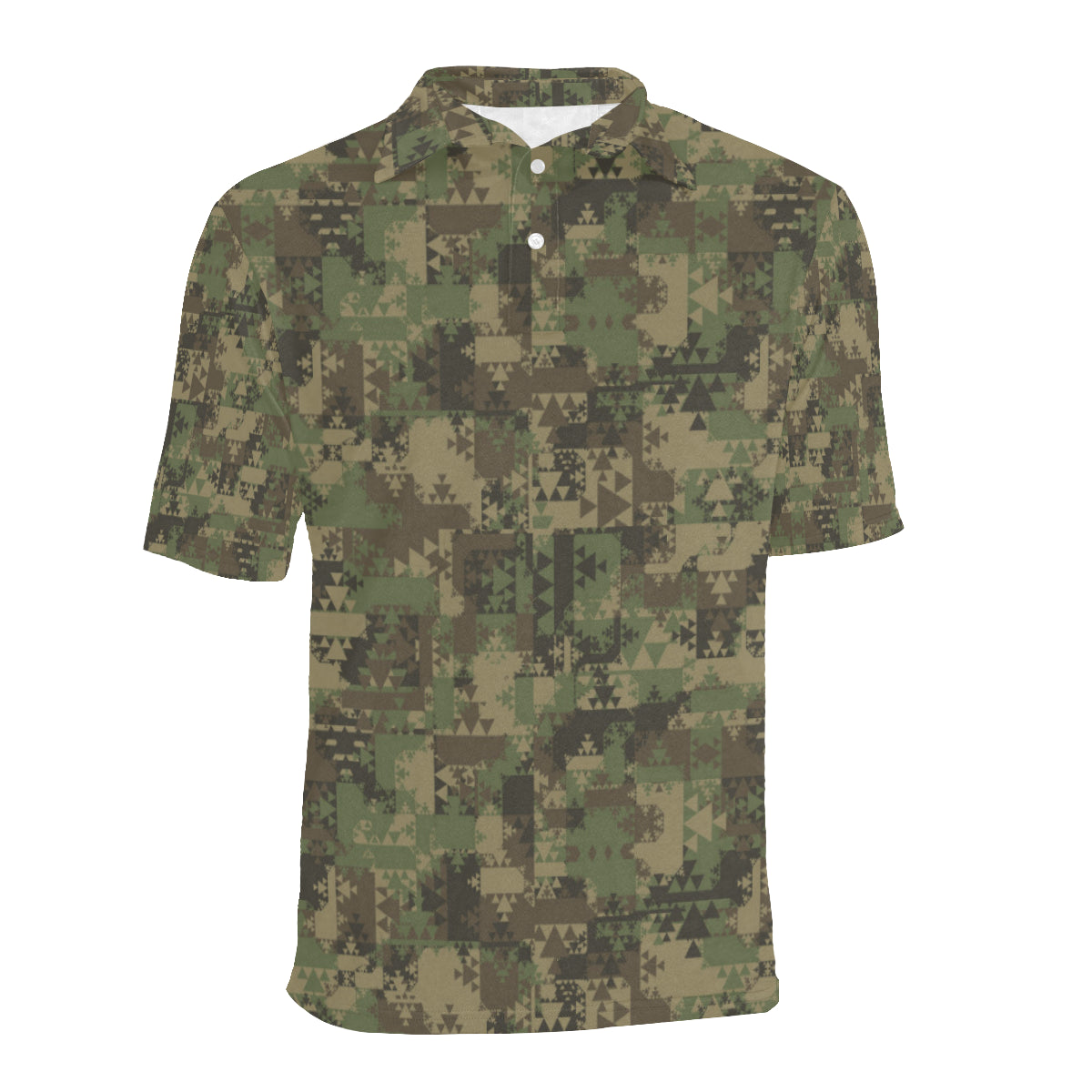 Camouflage Aztec Green Army Print Men Polo Shirt