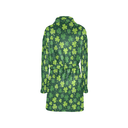 Clover Pattern Print Design 02 Women's Fleece Robe
