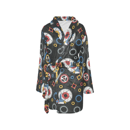 Mechanic Pattern Print Design 01 Women's Fleece Robe