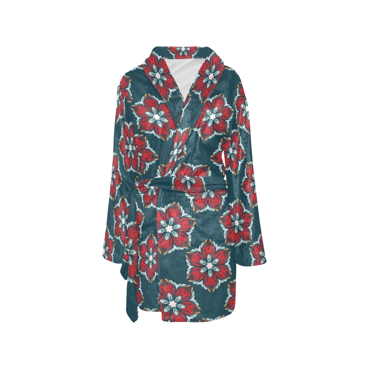 Poinsettia Pattern Print Design A03 Women's Fleece Robe