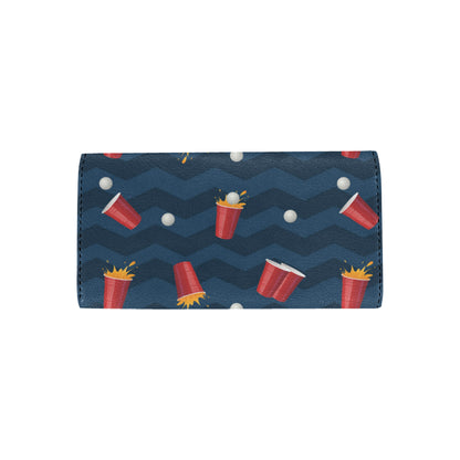 Beer Pong Pattern Print Design 01 Women's Trifold Wallet