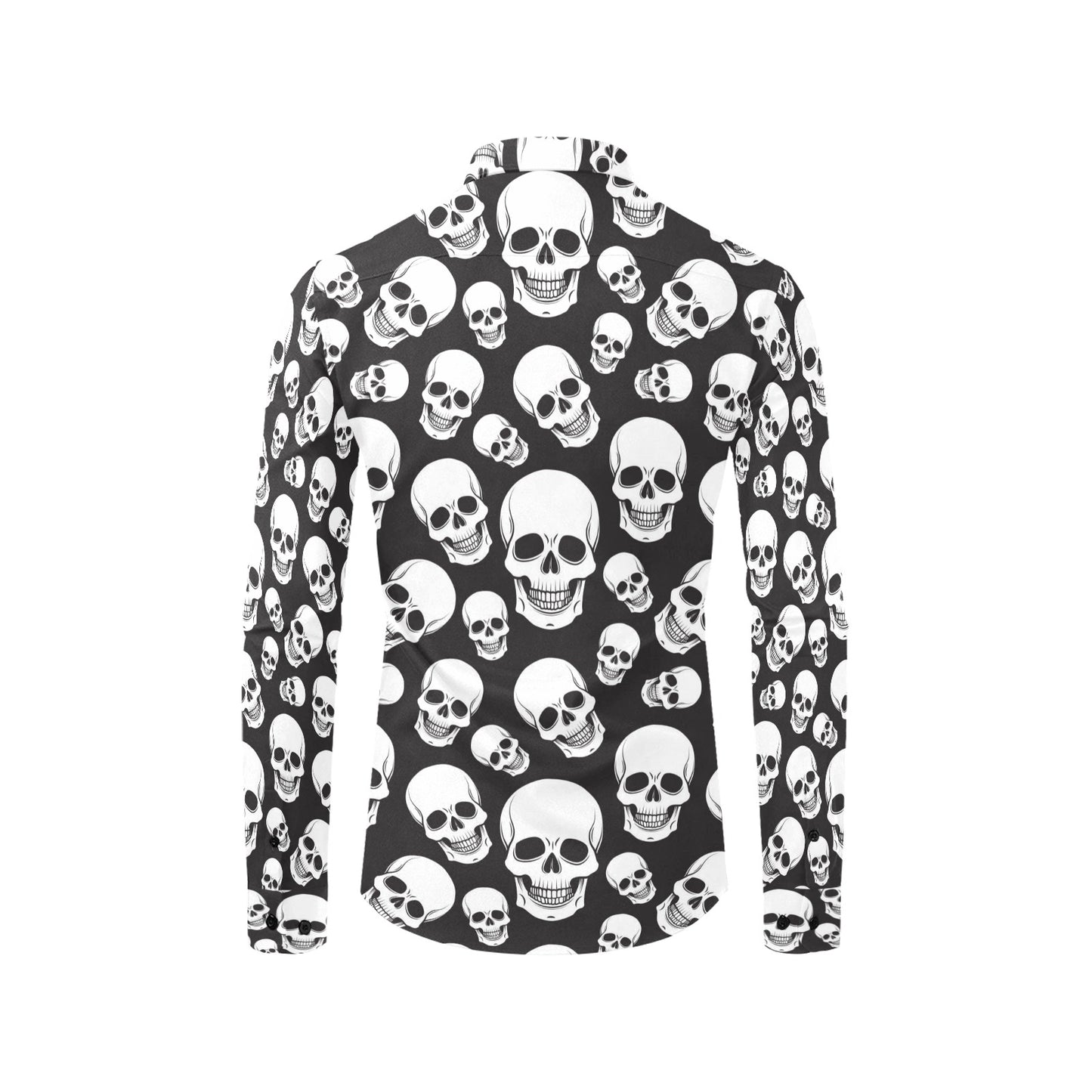 Skull Print Design LKS301 Men's Long Sleeve Dress Shirt