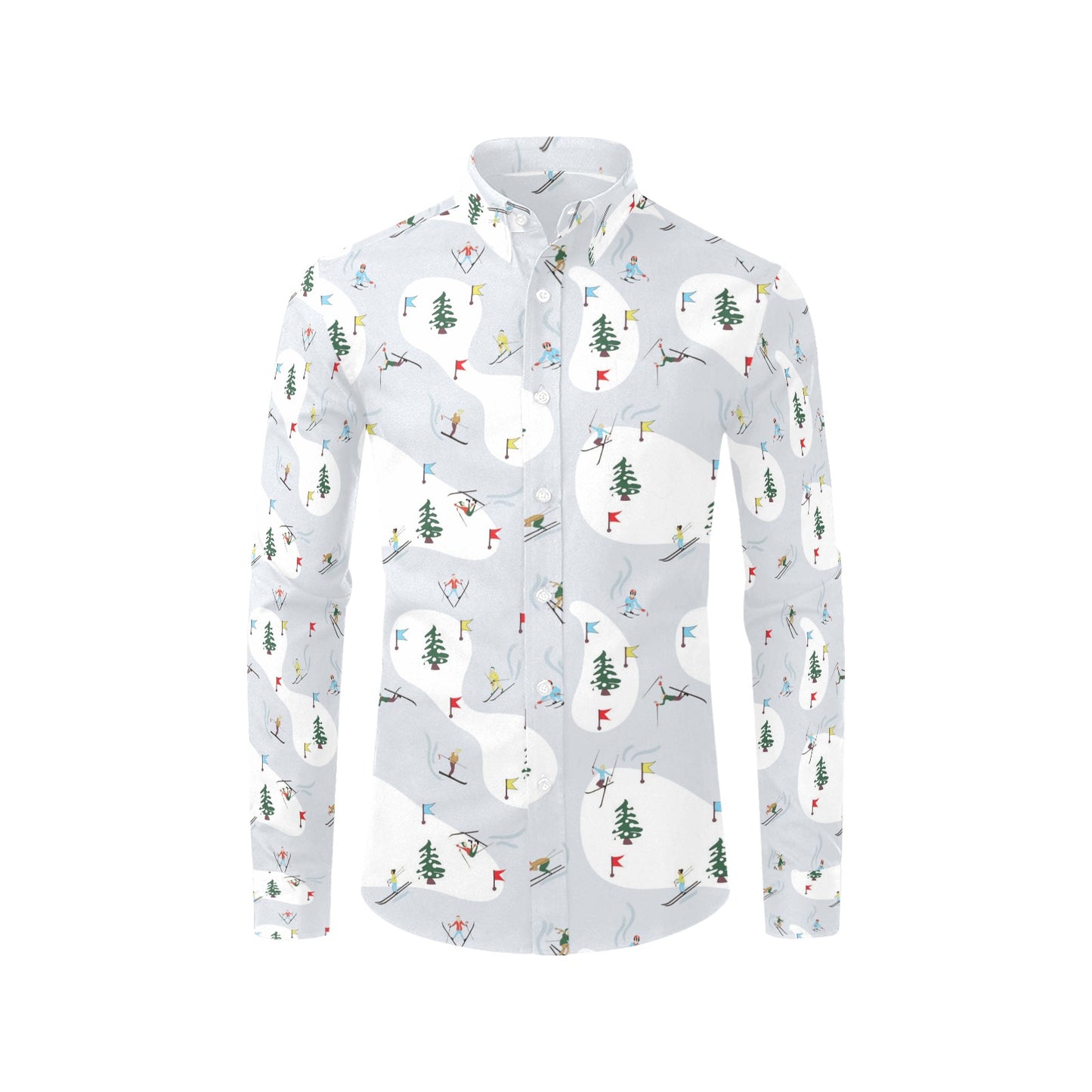 Ski Print Design LKS305 Men's Long Sleeve Dress Shirt