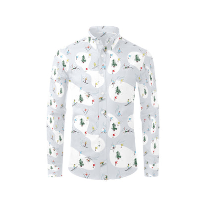 Ski Print Design LKS305 Men's Long Sleeve Dress Shirt