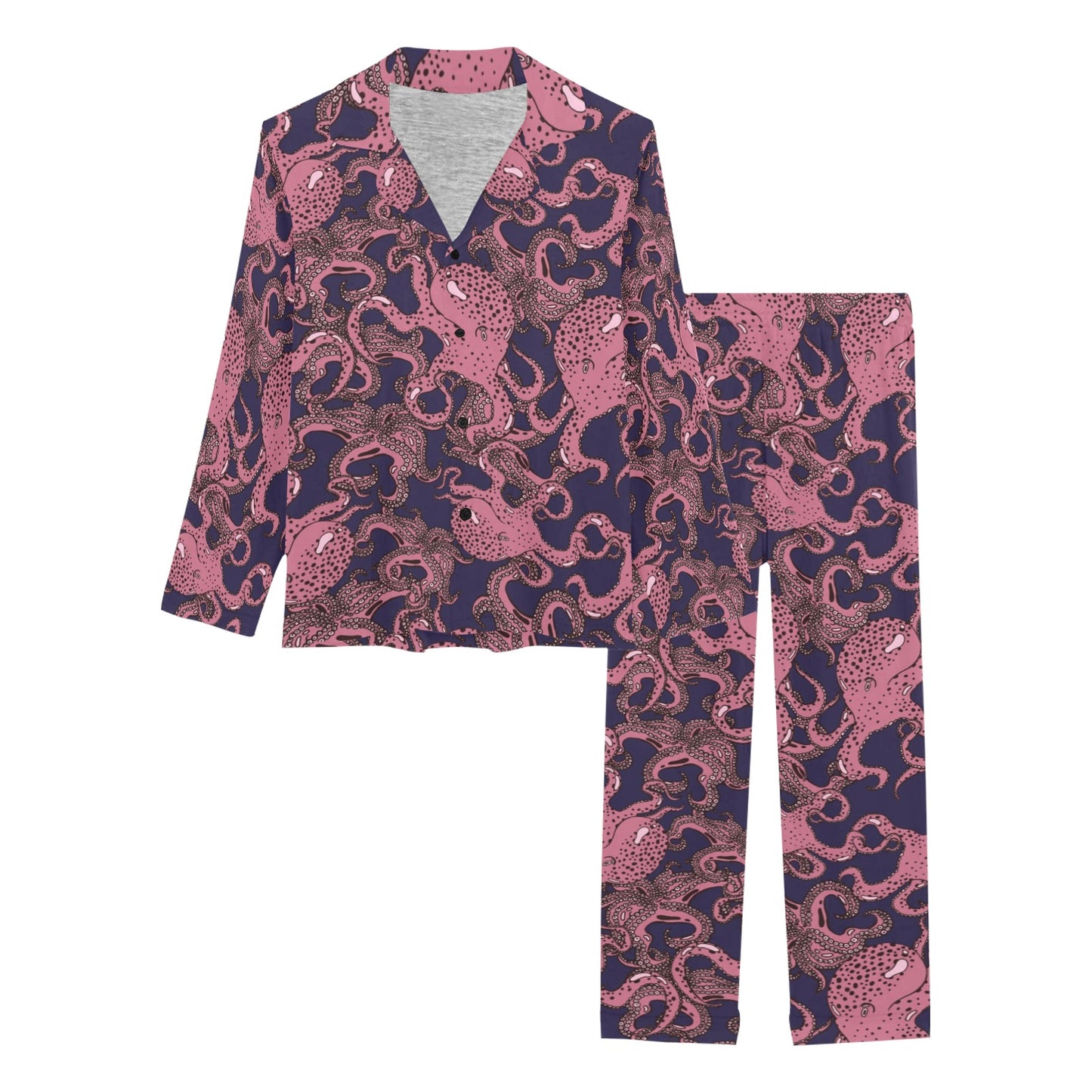 Octopus Pattern Print Design A03 Women's Long Pajama Set