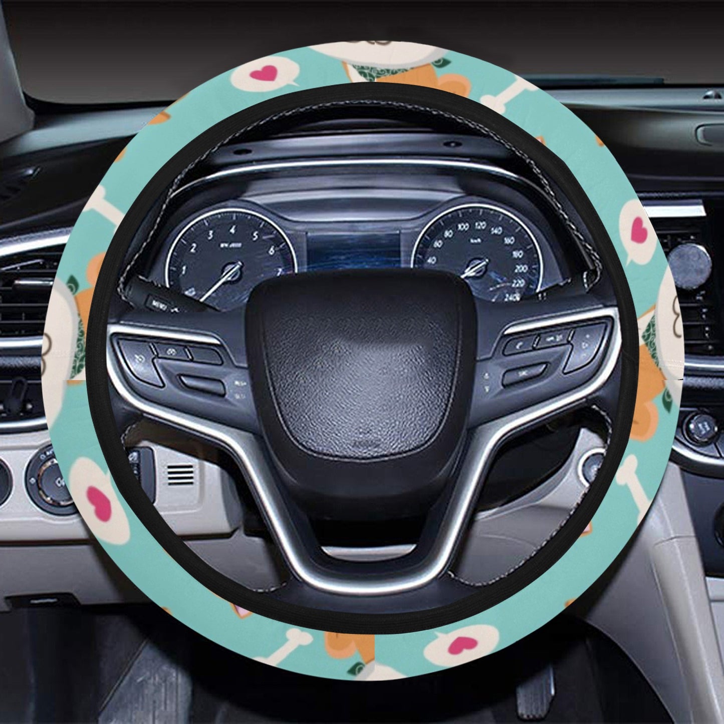 Shiba Inu Print Design LKS3013 Steering Wheel Cover with Elastic Edge