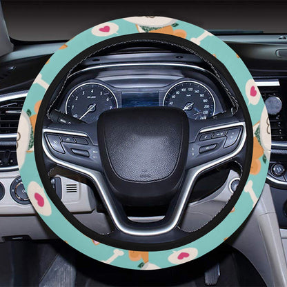 Shiba Inu Print Design LKS3013 Steering Wheel Cover with Elastic Edge