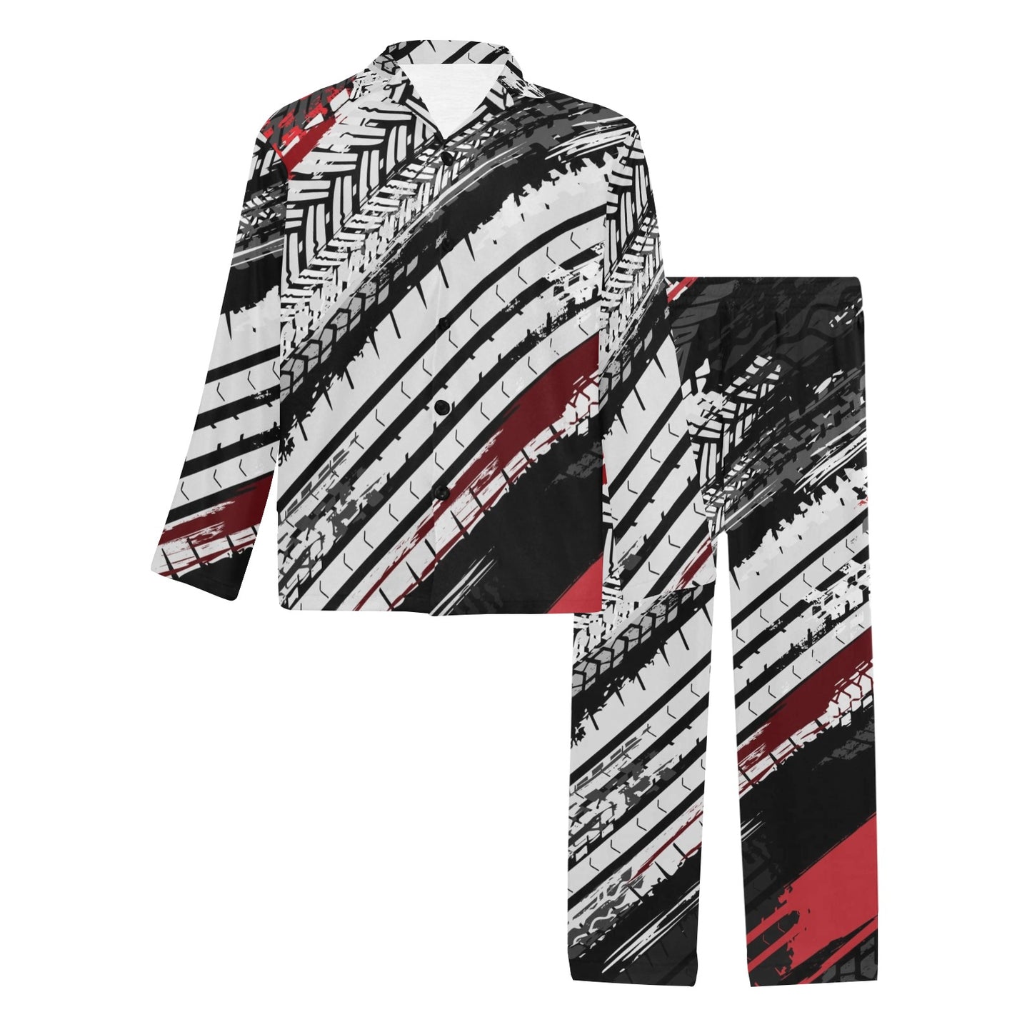 Racing Pattern Print Design A03 Men's Long Pajama Set