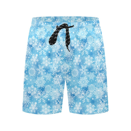 Snowflake Blue Print Design LKS301 Men's Swim Trunks Beach Shorts