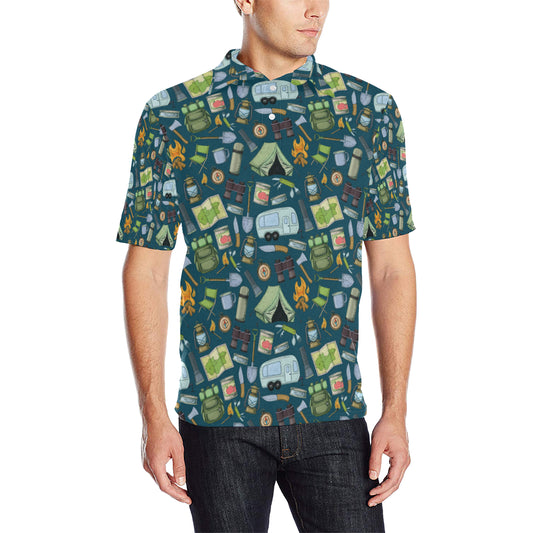 Camping Pattern Print Design 02 Men Polo Shirt