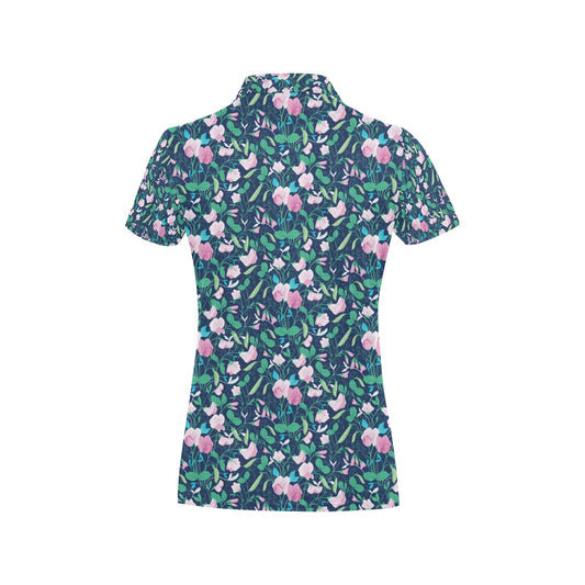 Sweet Pea Print Design LKS303 Women's Polo Shirt