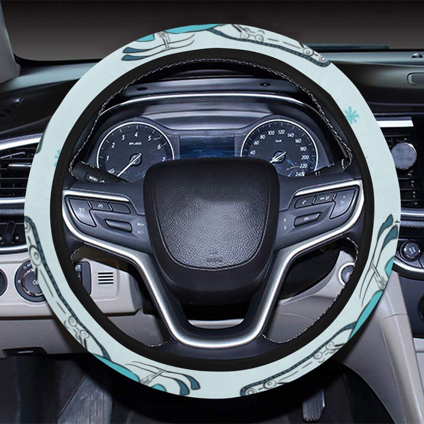 Snowmobile Print Design LKS301 Steering Wheel Cover with Elastic Edge