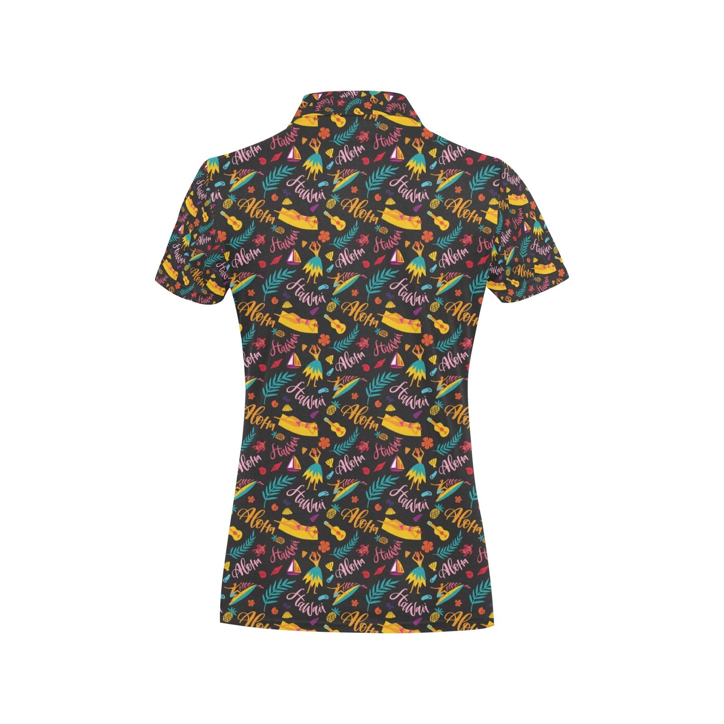 Aloha Hawaii Summer Design Themed Print Women's Polo Shirt