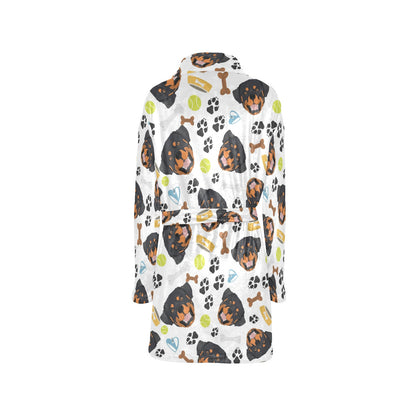 Rottweiler Pattern Print Design A04 Women's Fleece Robe