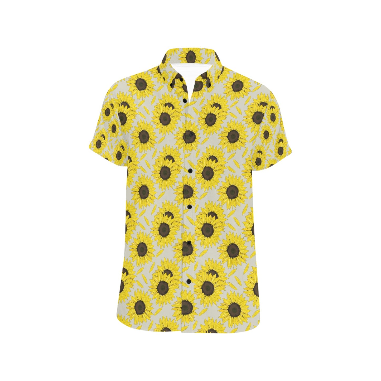 Sunflower Print Design LKS309 Men Short Sleeve Button Up Shirt