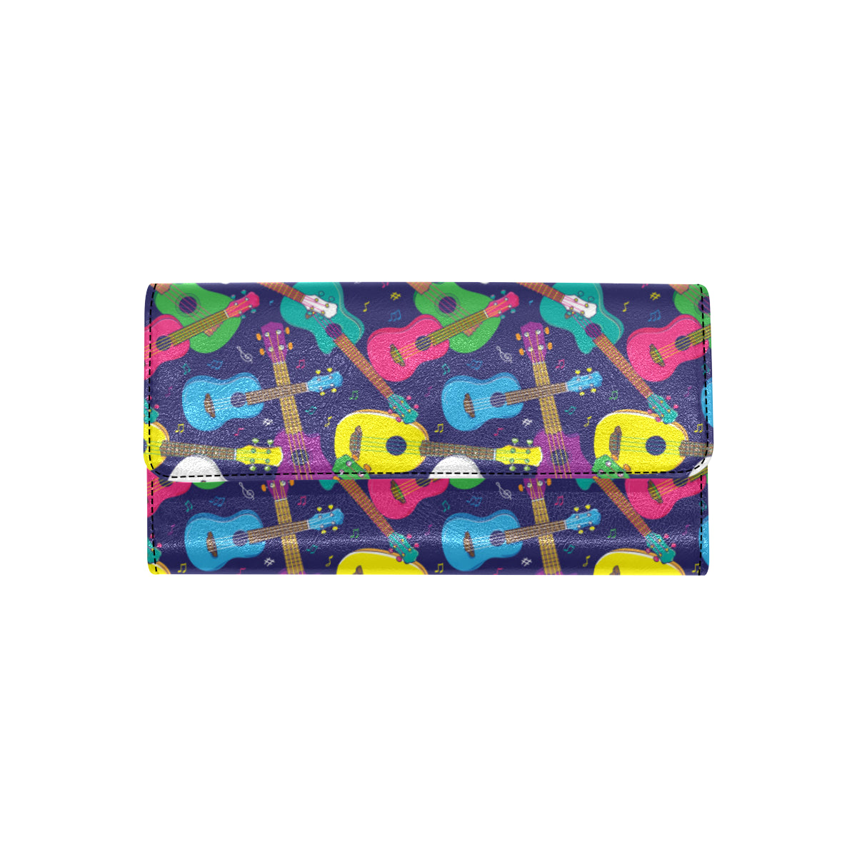 Ukulele Pattern Print Design 02 Women's Trifold Wallet