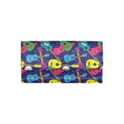 Ukulele Pattern Print Design 02 Women's Trifold Wallet