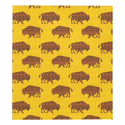 Bison Native Pattern Print Design 01 Premium Quilt