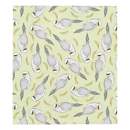 Parakeet Pattern Print Design A03 Premium Quilt